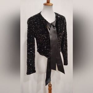 SOFT BLACK SEQUINED CROP JACKET